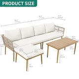 YITAHOME 6 Pieces Patio Furniture Set with Coffee Table & Washable Cushions, Wicker Rattan Conversation Sectional Set for Garden Yard Pool Beige YITAHOME