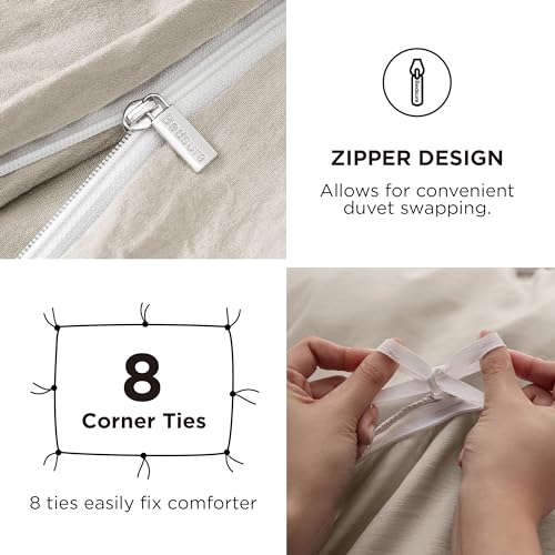 Bedsure Duvet Cover King Size with Fitted Sheet - 4 Pieces Prewashed Polyester Extra Soft Bedding Set, Includes 1 Duvet Cover 104''x90'' with Zipper Closure, 2 Pillow Shams, 1 Fitted Sheet, Linen Bedsure