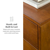 Walker Edison Mid-Century Modern Wood Kitchen Buffet Sideboard Entryway Serving Storage Cabinet Doors-Dining Room Console, 70 Inch, Acorn Walker Edison