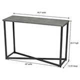 Household Essentials Jamestown Console Sofa Table Rustic Slate Concrete and Black Metal Household Essentials