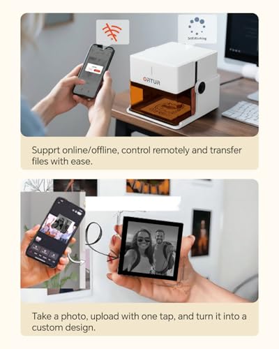 Ortur R1 5000mW Portable Laser Engraver and Cutter, Class 1 Foldable Laser Engraver, Exquisite Gift Box Packaging, APP Control Laser Engraver for Wood, Leather, Glass, Cloth (White) Ortur