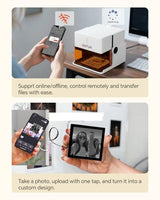 Ortur R1 5000mW Portable Laser Engraver and Cutter, Class 1 Foldable Laser Engraver, Exquisite Gift Box Packaging, APP Control Laser Engraver for Wood, Leather, Glass, Cloth (White) Ortur