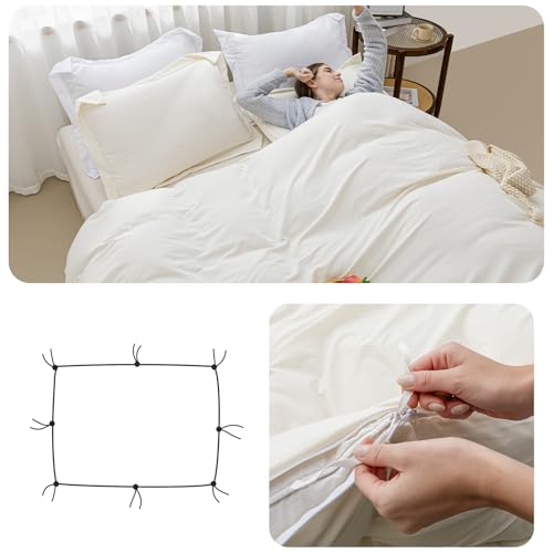 SheRest Beige Duvet Cover Twin Size - Soft Brushed Microfiber, 1 Duvet Cover 68x90 Inches with Zipper Closure 8 Ties & 1 Pillow Sham, Breathable Bedding Set for All Season (No Comforter) SheRest