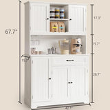Gizoon Kitchen Hutch with Storage Kitchen Pantry Cabinet with Doors and Shelves Coffee Bar Cabinet with Storage Farmhouse Pantry for Dining Room and Craft Room, White Gizoon
