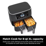 Ninja DZ201 Foodi 8 Quart 6-in-1 DualZone 2-Basket Air Fryer with 2 Independent Frying Baskets, Match Cook & Smart Finish to Roast, Broil, Dehydrate & More for Quick, Easy Meals, Grey Ninja