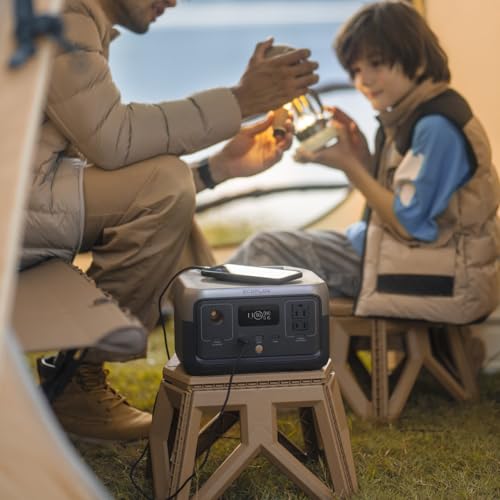 EF ECOFLOW Portable Power Station RIVER 2, 256Wh LiFePO4 Battery/ 1 Hour Fast Charging, 2 Up to 600W AC Outlets, Solar Generator (Solar Panel Optional) for Outdoor Camping/RVs/Home Use - WoodArtSupply