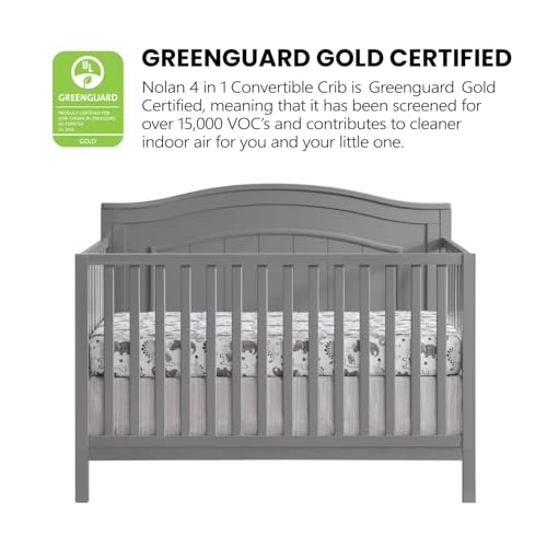 Oxford Baby Nolan 4-in-1 Convertible Crib, Dove Gray, GreenGuard Gold Certified Oxford Baby