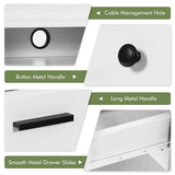 Catrimown Computer Desk with Storage Drawers and Hutch, 44 Inch Home Office Desks with 4 Drawers & Monitor Stand for Small Space, Small White Desk Writing Table Study Desks for Bedroom, White Catrimown