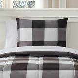 5 Piece Comforter Set Bed in a Bag Buffalo Check Christmas Print All Season Soft Down Alternative Bedding Comforter Set & Luxurious White Microfiber Bed Sheets, Twin, Buffalo Plaid Black/White Sweet Home Collection