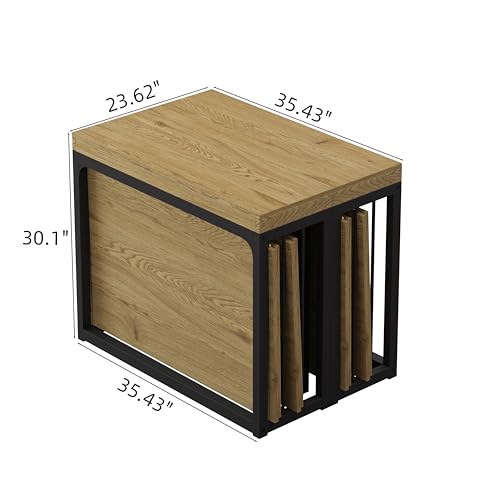 NTYUNRR 23.6" - 118" Extendable Dining Room Table, Modern Extra Long Folding Dining Tables for 2-10 People, Outdoor Patio Furniture Set, Adjustable Kitchen Dinner Table, Wild Oak NTYUNRR