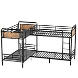 AnwickNomo Quad Bunk Bed for 4 Kids, Heavy Duty Metal Twin Bunk Bed Frame, Detachable Triple Bunk Bed, Can Be Divided Into 3 Twin Beds, Black (Quad) AnwickNomo