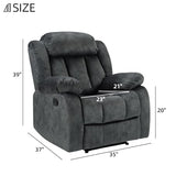 EBELLO Manual Recliner Chair, Classic and Fabric Recliner Sofa with Overstuffed Arms and Back for Living Room, Bedroom, Grey