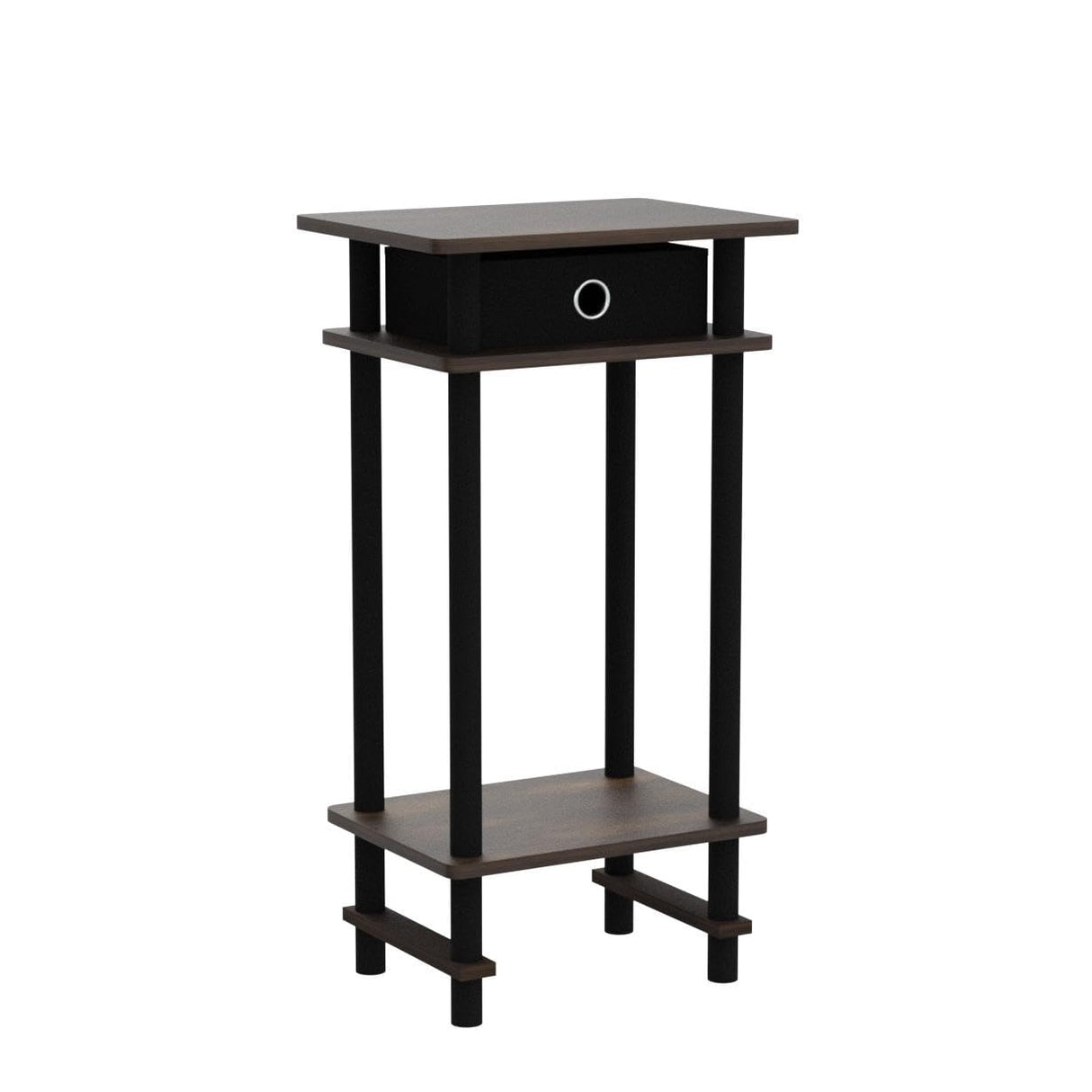 Furinno Turn-N-Tube Tall End Side Night Stand/Bedside Table with Bin Drawer, 2-Pack, Amber Pine/Black/Black Furinno