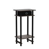 Furinno Turn-N-Tube Tall End Side Night Stand/Bedside Table with Bin Drawer, 2-Pack, Amber Pine/Black/Black Furinno