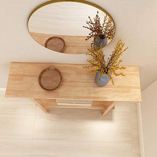 WoodShine Mid Century Modern Solid Wood Console Table, 3-Tier Entryway Table with Shelves Storage, Accent Long Sofa Table, Natural(42inx12inx35in) WoodShine