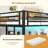 Giantex Twin Loft Bed with L-Shaped Desk, Metal Loft Bed Frame with LED Lights, Charging Station & 3 Storage Shelves, Safety Guardrail & Ladder, Loft Bed for Teens Juniors, No Box Spring Needed, Black Giantex