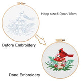 Louise Maelys Cardinal Mushroom Embroidery Kits for Beginners,Cross Stitch Kit for Adults,DIY Needlepoint with Flowers Pattern