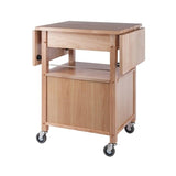 Pemberly Row Transitional Wood Drop Leaf Butcher Block Kitchen Cart in Natural Pemberly Row