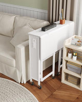 CHOEZON 31.5" Modern White Folding Computer Desk with Power Outlets, Wheels, Storage, Perfect for Small Spaces White TDN01UWB CHOEZON