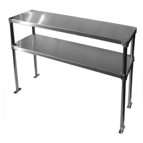 Stainless Steel Adjustable Double Overshelf for Work Table 14 x 72 - Top Mount - WoodArtSupply