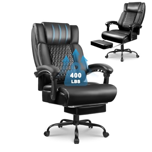 OFIKA Office Chair,Executive Heavy Duty Office Chair with Foot Rest Ergonomic High Back Computer Gaming Chairs Home Office 400lbs,Big and Tall with Lumbar Support (Black1) OFIKA