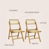 JONATHAN Y FLD1000A-SET2 Theo Mid-Century Vintage Wood Rattan Folding Chair with Adjustable Back Modern, Traditional, Bohemian, Classic, Scandinavian, Minimalist, Light Brown (Set of 2) JONATHAN Y