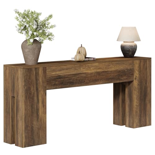 Tribesigns 71-Inch Long Console Table for Entryway, Farmhouse Sofa Console Behind Couch, Entry Table for Hallway, Foyer, Living Room, Brown Tribesigns