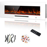 Dreamflame 50" Electric Fireplace, Recessed & Wall Mounted Fireplace Heater 13 * 13 Colors Flame &Fuel Bed w/5 Dimmer, Touchscreen &Remote Control Temp, Overheating Protect, Hardwired, 1500W, White Dreamflame