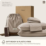 Bedsure Bamboo Viscose Cooling Sheets, Rayon Cotton Blend, Breathable & Buttery Soft King Size Sheets Set, Deep Pocket Up to 18", Hotel Luxury Bedding for Hot Sleepers, Simply Taupe Bedsure