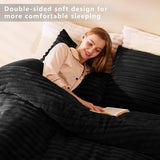 CozyLux Fluffy King Size Comforter Set - Super Soft Faux Fur Black Comforter King Size, Winter Warm Fleece Bedding Set, 3 Pieces Plush Fuzzy Bed Set (1 Shaggy Comforter, 2 Pillowcases) CozyLux