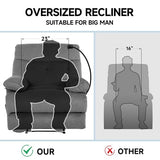GNMLP2020 Oversized Recliner Chairs, Manual Large Recliners, Big Mans Recliner Chair for Adults 400lbs, Extra Wide Single Reclining Sofa Chair for Living Room, RV, Grey