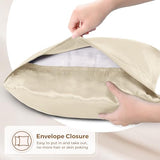 Pure Bedding Satin Pillowcase 2 Pack - King Size (20"x40", Ivory) - Silky Pillow Cases for Hair and Skin - Satin Pillow Covers with Envelope Closure - Extra Soft Premium Microfiber Pure Bedding