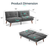 LINSY HOME Futon Sofa Bed, 70" Chenille Futon Couch with Adjustable Backrest Armrest, 3 in 1 Convertible Comfy Loveseat Sleeper Sofa Bed for Small Spaces Dorm Room Apartment Home Office, Dark Grey LINSY HOME
