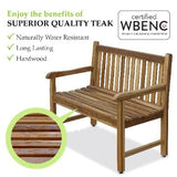 EcoDecors Hampstead Heath Outdoor Bench Teak Wood Garden Bench Patio Bench with Armrests and Backrest, Yard Benches for Indoor and Outdoors- Natural Teak EcoDecors