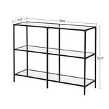 VASAGLE 39.4 Inch Console Table with 3 Shelves, Sofa Tables, Modern Entryway Table, Metal Frame, Tempered Glass Shelf, Entryway Living Room Bedroom, Classic Black and Transparent ULGT027B01 VASAGLE