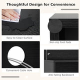 Tangkula Computer Desk with Hutch & Charging Station, Home Office Writing Study Desk with Storage Shelves, Cable Management Hole, Laptop Desk, Desk for Bedroom, Computer Workstation (Black) Tangkula