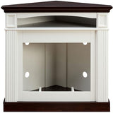 36” Corner Fireplace Mantel Surround, Stylish Wave Design, White OKYCI
