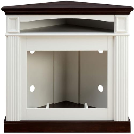 36” Corner Fireplace Mantel Surround, Stylish Wave Design, White OKYCI