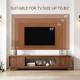 BRITEMART TV Stands for Living Room, 70 Inch Large Entertainment Center Fluted TV Stand with Storage, Boho Media Console Wood Television Table with Cable Management Hole, Walnut BRITEMART