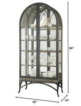 Howard Miller Ramona II Curio Cabinet II, Silver Finish - Lockable Storage Cabinets Vertical Home Decor for Collectibles, Decorative Items & Illuminated Display for Office with Aged Iron Metal Base Howard Miller