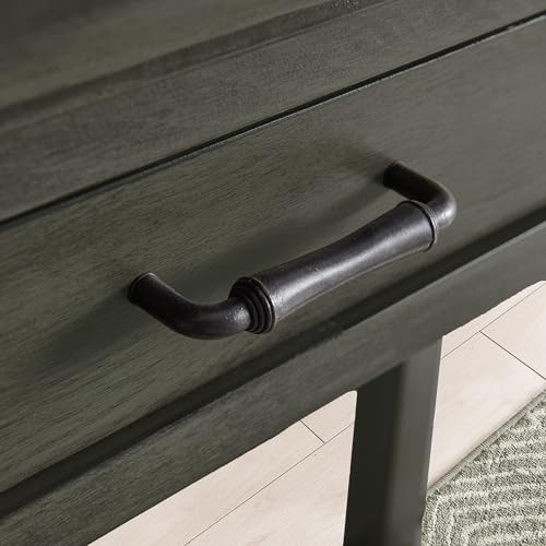 Topol Tray Edge Solid Wood Console Table with Drawer and Shelf, Smoke Gray Wash, Perfect for Entryways, Hallways, and Living Rooms – Leick Home, 10127-GR Leick Home