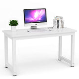 Tribesigns Modern Simple Computer Desk, 47 inch Office Desk Computer Table, Study Writing Study Desk for Home Office, White Tribesigns