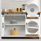 Farmhouse Style 58'' Coffee Bar Cabinet with Sliding Barn Door and Storage by 4ever2buy 4ever2buy