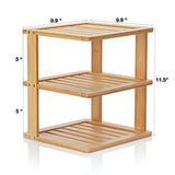 BERYLAND Bamboo Corner Shelf - 3 Tier 10 x 10 inch and 11.5 inches high. Kitchen Cabinet Organizer - Pantry Organization and Storage - Bathroom Countertop Shelves BERYLAND