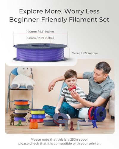 SUNLU 3D Printer Filament Bundle, PETG Filament 1.75mm, Neatly Wound, Individually Vacuum Packed, 250g Spool, 8 Rolls, White+Transparent+Red+Blue+Yellow+Green+Orange+Purple YOOPAI
