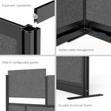 Stand Up Desk Store Expanse Modular Wall | 70'' x 70'' Wall | Expandable Partition Room Divider with Rearrangeable Frosted Acrylic & Sound Absorbent Panels (Black Frame) S Stand Up Desk Store