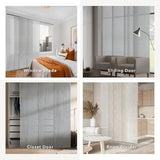 GoDear Design Adjustable Sliding Closet Door Blinds 45.8"- 86" W x 96" H, Extendable Panel Track Vertical Blinds for Sliding Doors, Shimmering Trimmable Fabric Panel Curtains, Semi-Sheer, Moonstone GoDear Design