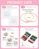 TINDTOP Embroidery Kit for Adult, Owl Embroidery Kit for Beginners Include Embroidery Cloth Hoops Threads for Craft Lover Hand Stitch with Embroidery Skill Techniques (Florals)