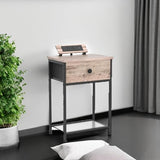 AMHANCIBLE Night Stand, End Tables Living Room Set of 2, Small Nightstand with Charging Station, Slim Bed Side Table with Fabric Storage Drawer for Bedroom, Small Space, Greige, HET03SDPGY AMHANCIBLE