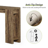 LITTLE TREE 70.9-Inch Long Entryway Table, Narrow Farmhouse Sofa Console Table for Living Room, Hallway, Walnut Brown LITTLE TREE
